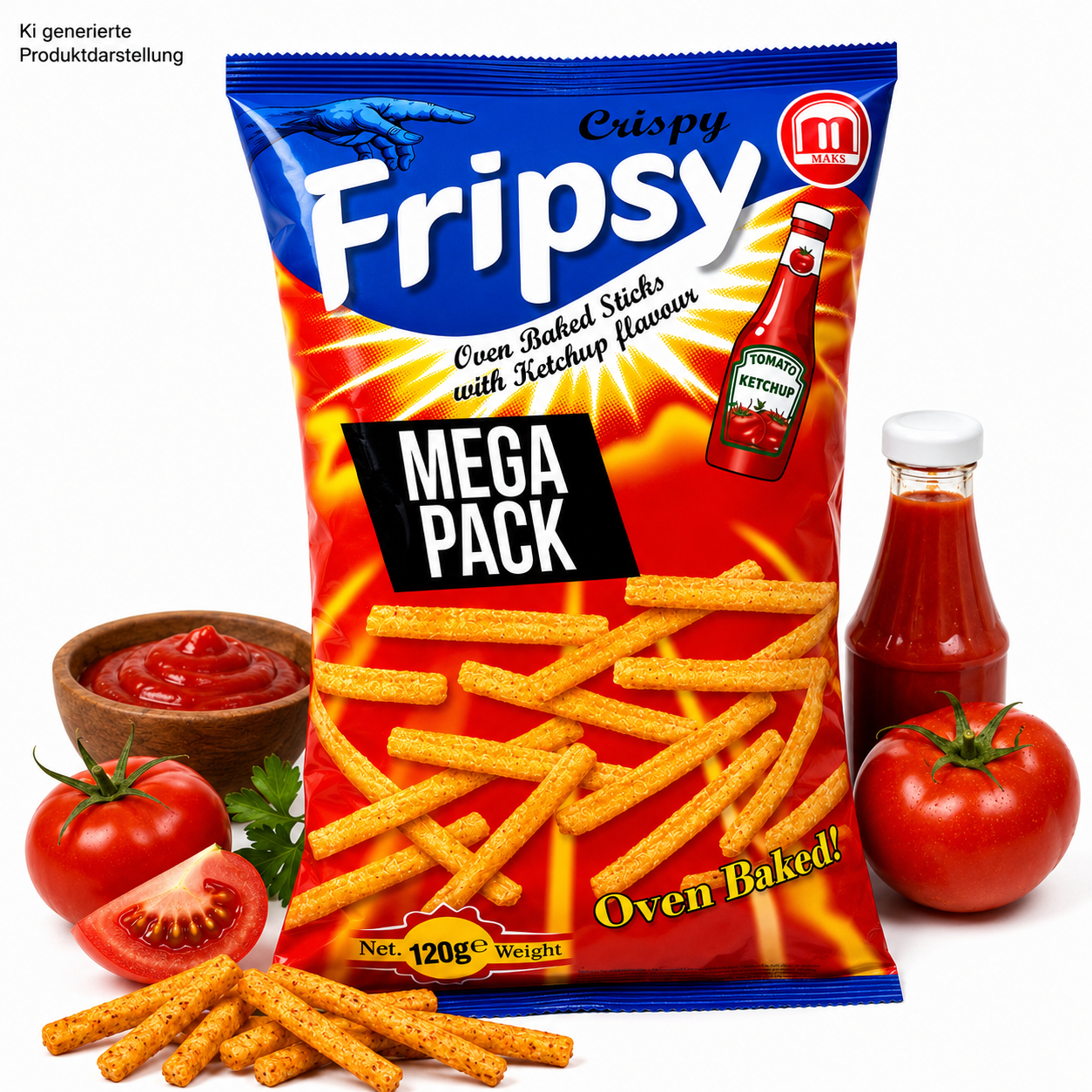 Fripsy Mega Pack - Ketchup Sticks Oven Baked 120g (halal)(Mazedonien)