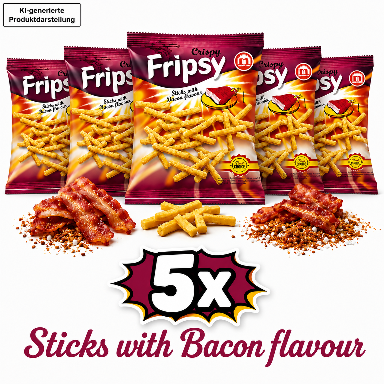5x Fripsy - Bacon Sticks 50g (halal)(Mazedonien)