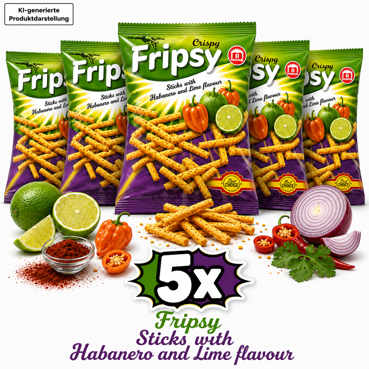 5x Fripsy - Habanero Lime 50g (halal)(Mazedonien)