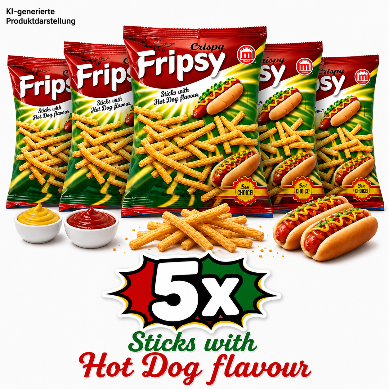 5x Fripsy - HotDog Sticks 50g (halal)(Mazedonien)