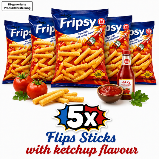 5x Fripsy - Flips Sticks Ketchup 40g (halal)(Mazedonien)